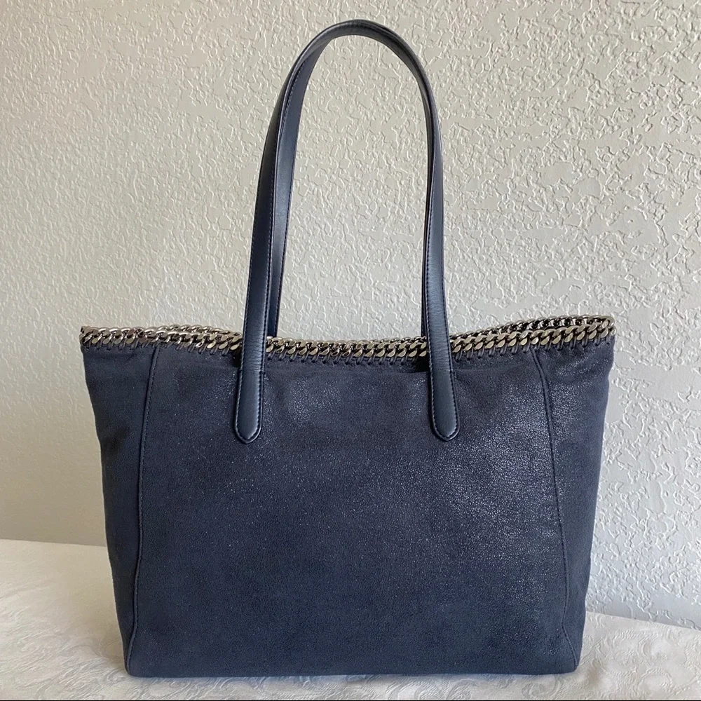 Stella McCartney navy Falabella Shaggy Deer Tote Bag